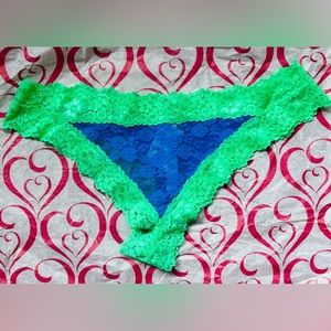 ‼️SOLD‼️ NWT VS PINK Cotton & Lace Neon Tanga Cheeky panty underwear  Medium